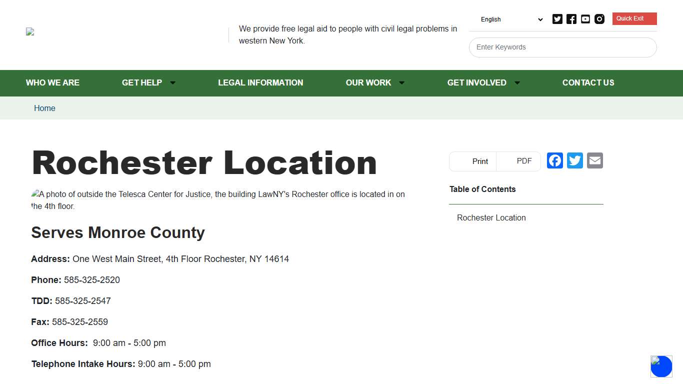 Rochester Location Legal Assistance of Western New York, Inc. ®
