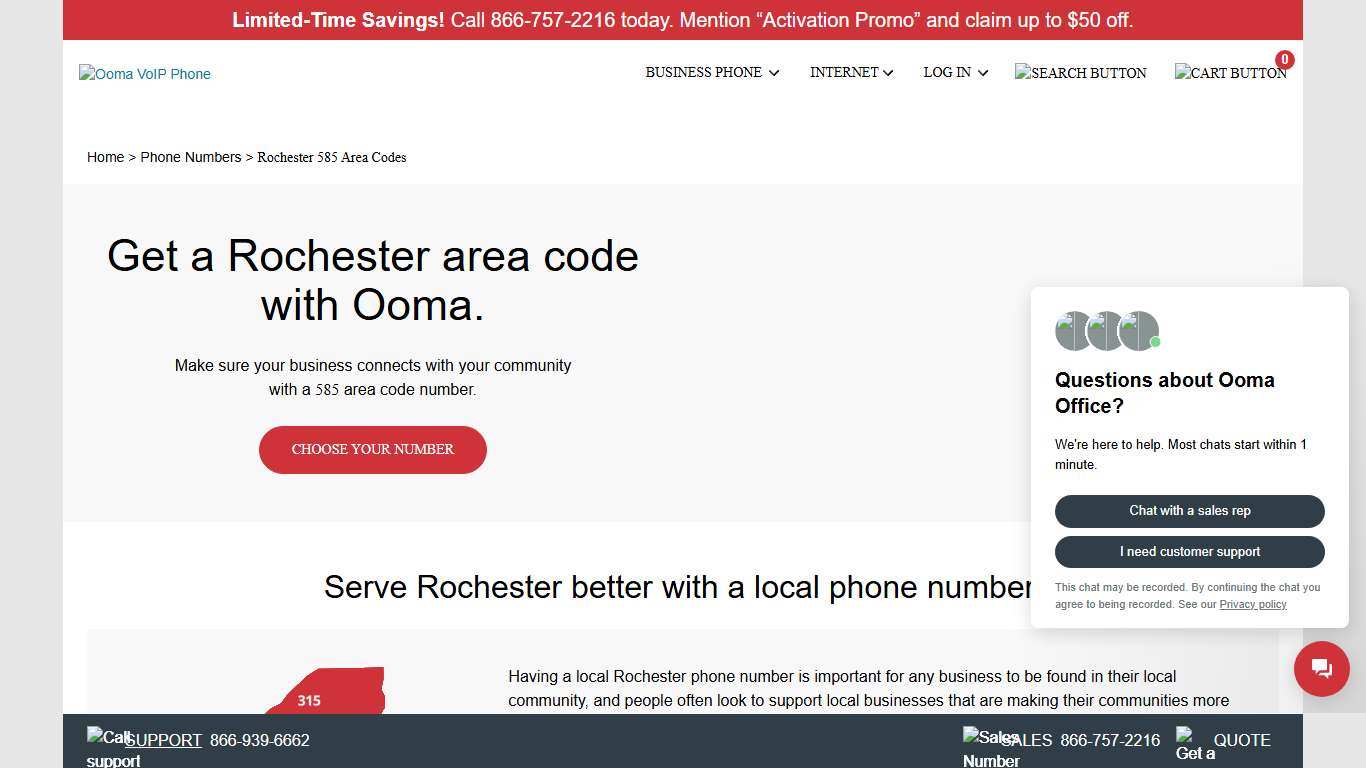 Rochester, NY Area Codes: 585 Ooma